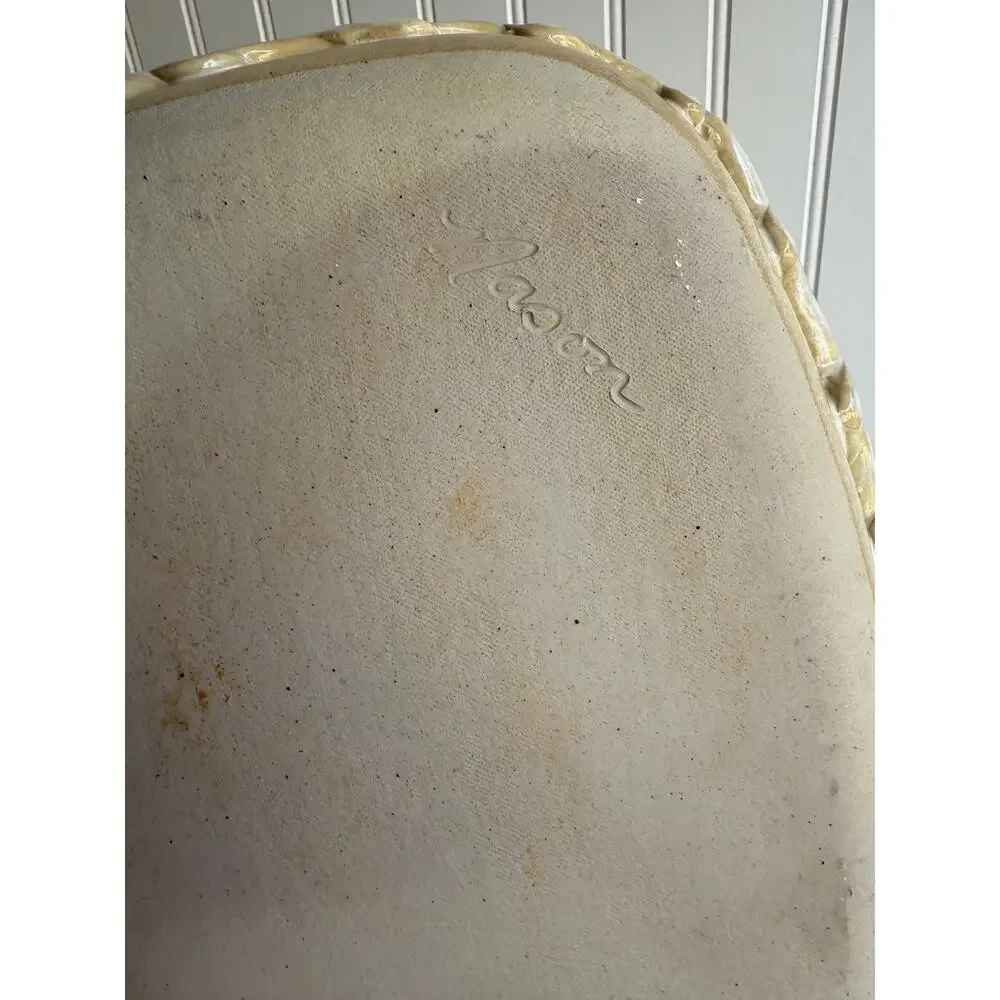 Handmade Ceramic Basket-Weave Tray | Artist Signed Pottery Blue Abstract Motif